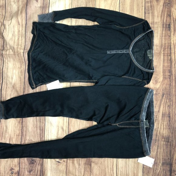 MAKE + MODEL Black LONG Sleeves Thermal Pajama set Nordstrom - Picture 3 of 10